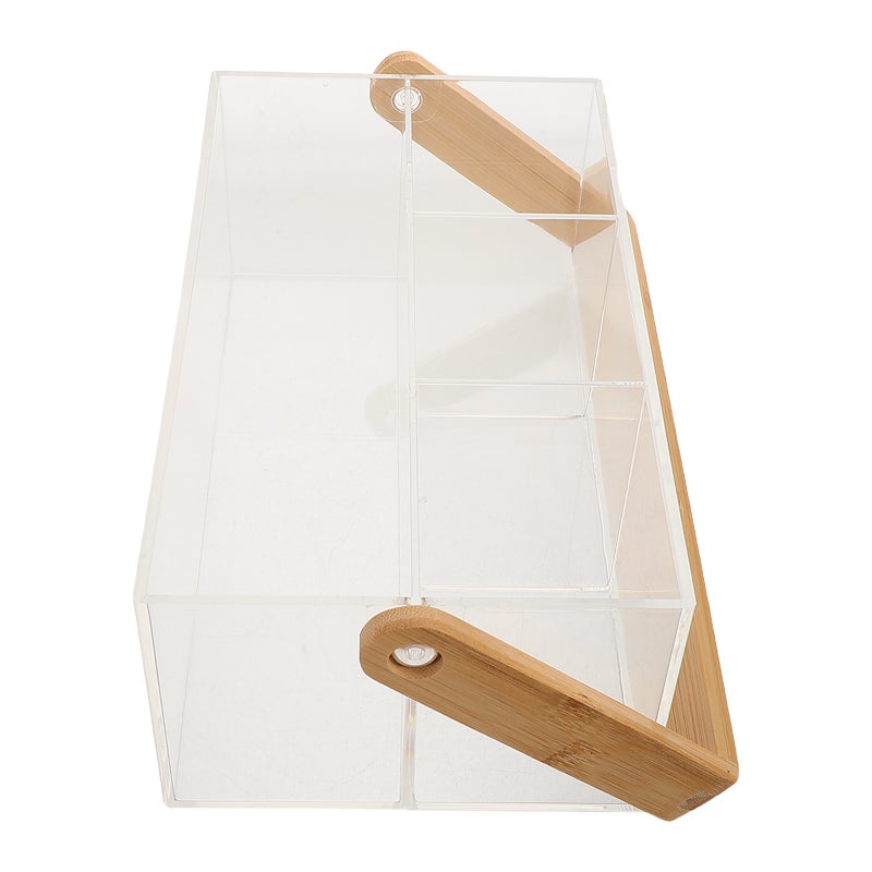 Clear Organizer: Multi-Function Silverware Storage Box With Handle For Picnic Party And Dining Room - Image 1