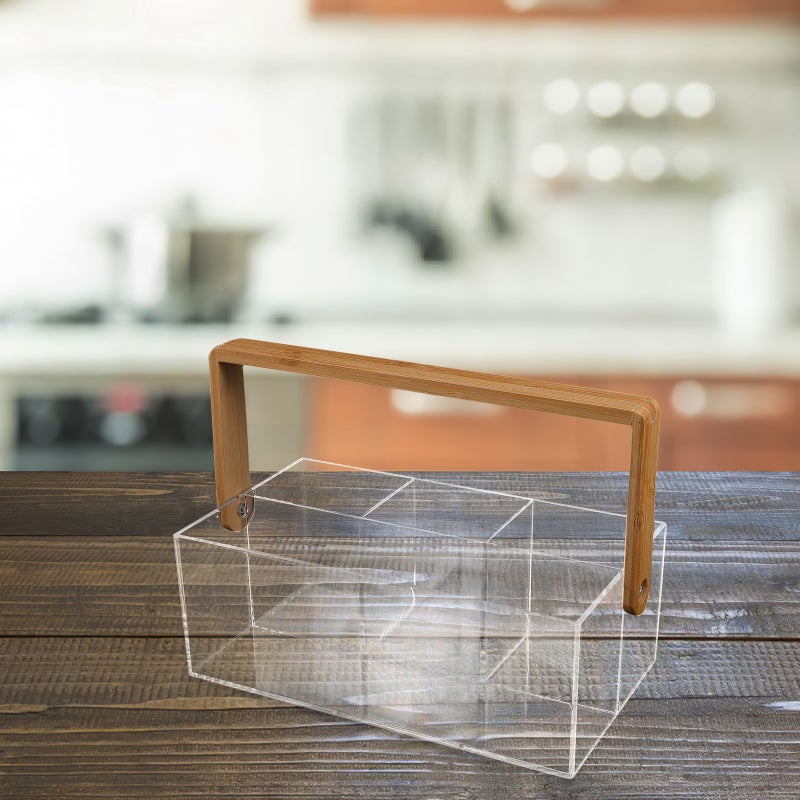 Clear Organizer: Multi-Function Silverware Storage Box With Handle For Picnic Party And Dining Room - Image 5