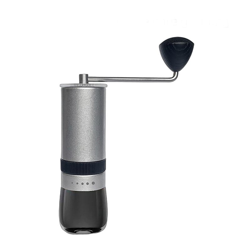 Manual Coffee Grinder: Silver Adjustable 5-Setting Burr Grinder - 30g Powder 25g Bean Capacity Portable Stainless Steel Grind Core for Home Office Travel Camping Coffee Lovers - Image 1