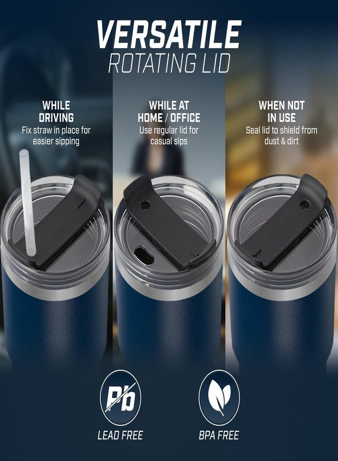 Fuller Brush Stainless Steel Tumbler with Handle - 40 oz. - Lead & BPA-Free - Double-Wall Insulated Travel Mug - Keeps Drinks Hot or Cold for Hours - Spill-Resistant Lid & Straw (Steel Blue) - Image 2