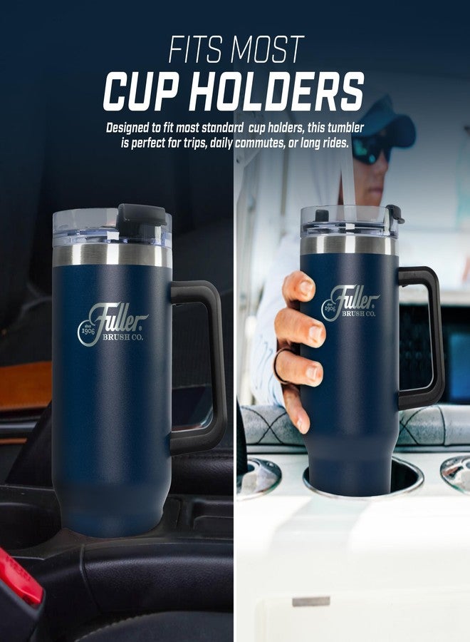 Fuller Brush Stainless Steel Tumbler with Handle - 40 oz. - Lead & BPA-Free - Double-Wall Insulated Travel Mug - Keeps Drinks Hot or Cold for Hours - Spill-Resistant Lid & Straw (Steel Blue) - Image 5