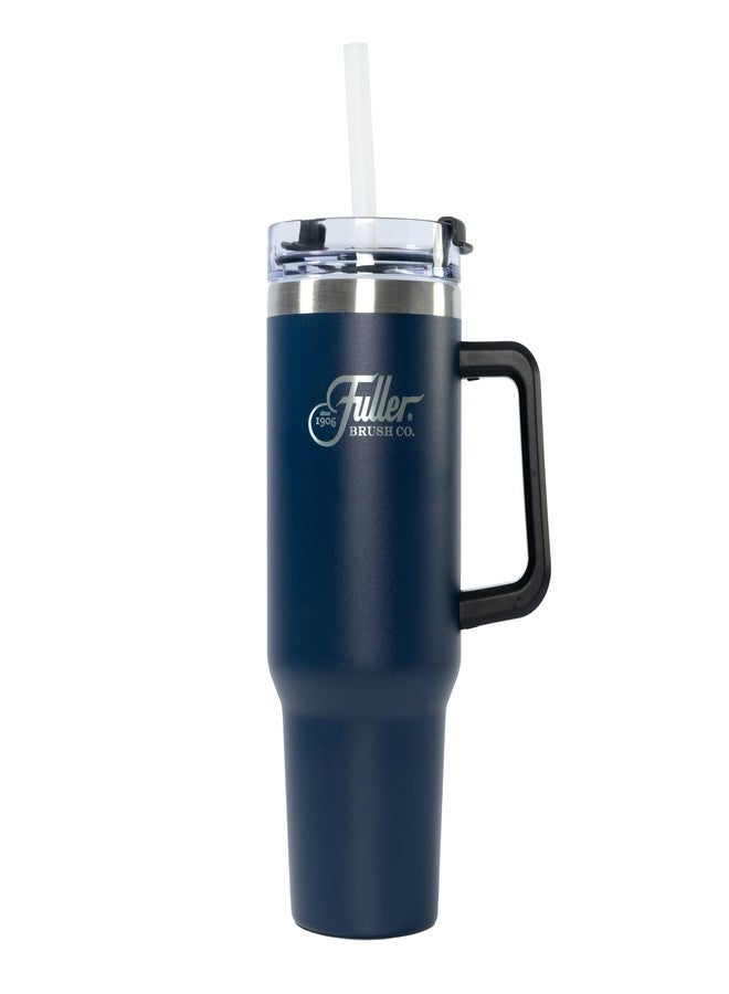 Fuller Brush Stainless Steel Tumbler with Handle - 40 oz. - Lead & BPA-Free - Double-Wall Insulated Travel Mug - Keeps Drinks Hot or Cold for Hours - Spill-Resistant Lid & Straw (Steel Blue) - Image 1