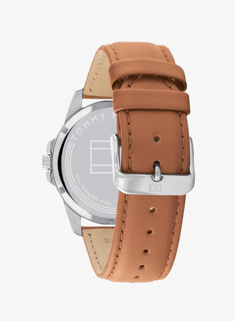 Tommy Hilfiger  Men's Quartz Watch, Black Dial, Brown Leather Strap for Men | Best Price UAE