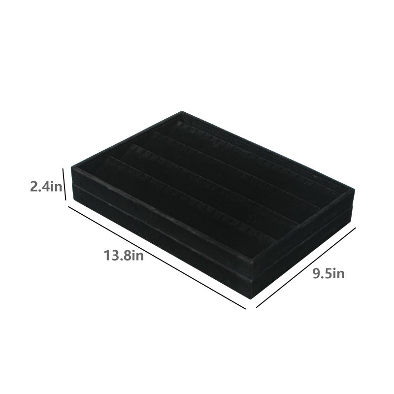 Coward 2PC Black Velvet Stackable Earring Tray Drawer Jewelry Holder Organizer Box Storage Earring Display Stand for Home Drawer or Store Selling (earring+earring) - Image 5