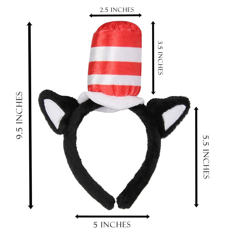 Bioworld Dr. Seuss Cat In The Hat Costume Hair Accessories Headbands For Women Men - Image 5