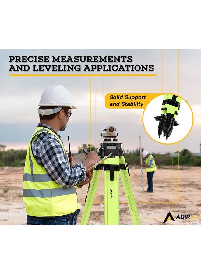 AdirPro Hi -Vis Green Aluminum Tripod with Quick Clamp - Construction and Surveying Equipment - Adjustable Sturdy Lightweight Support Base - Image 3