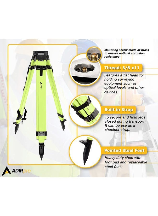AdirPro Hi -Vis Green Aluminum Tripod with Quick Clamp - Construction and Surveying Equipment - Adjustable Sturdy Lightweight Support Base - Image 5