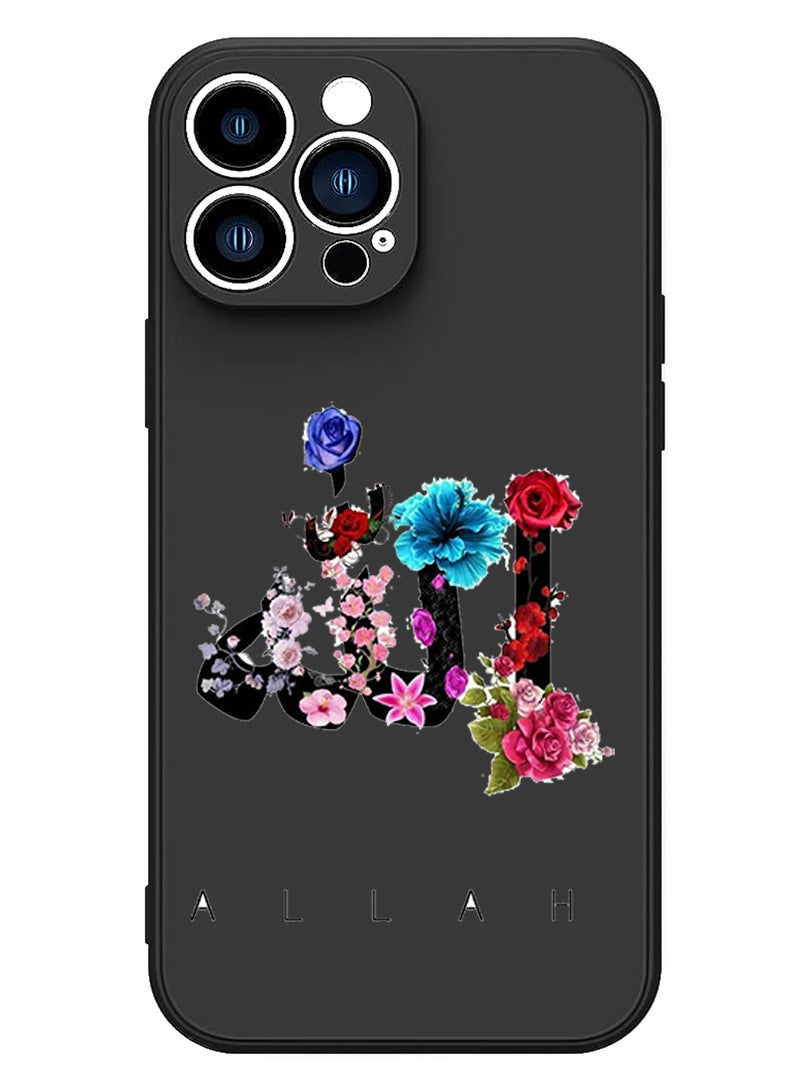 Theodor Protective Slim Fit Case Liquid Silicone Cover with Full Body Protection Anti-Scratch Shockproof Case For iPhone 12 Pro Max Black  - Allah copy - Image 1
