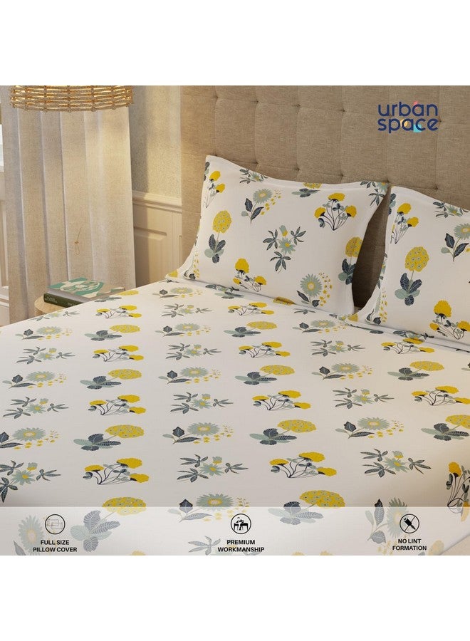 Urban Space أوربان سبيس سيرين 200 TC 100% قطن ملاءات سرير مطاطية بحجم كينغ مع 2 غطاء وسادة، ملاءة سرير بحجم كينغ (أبيض مشع، الحجم 72 × 78 بوصة) - Image 4