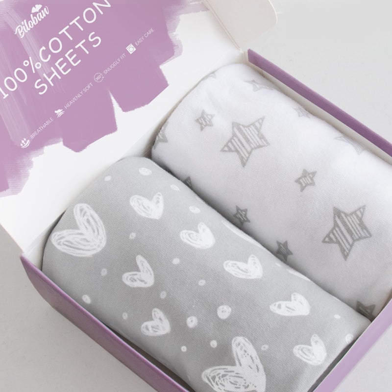 Bassinet Sheets Compatible with 4moms Mamaroo Sleep Bassinet 2 Pack 100 Jersey Knit Cotton Sheets Breathable and Heavenly Soft Grey Print for Baby