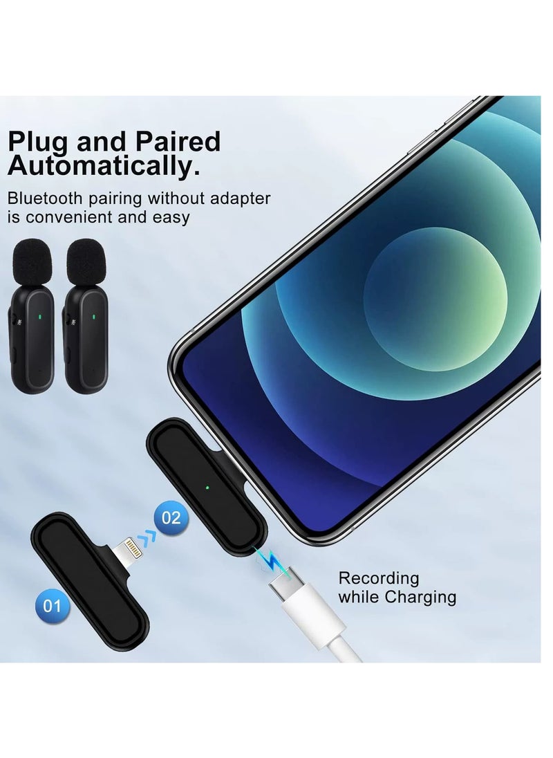 Generic - Wireless Lavalier Microphone for iPhone iPad, Plug and Play Mini Mic with Charging Bin Earbud for YouTube TikTok Live Streaming Gaming (2 Lightning Mics) - Image 1