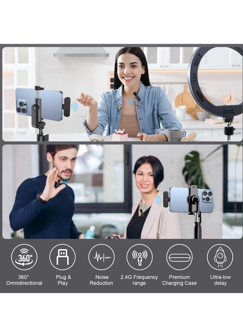 Generic - Wireless Lavalier Microphone for iPhone iPad, Plug and Play Mini Mic with Charging Bin Earbud for YouTube TikTok Live Streaming Gaming (2 Lightning Mics) - Image 1