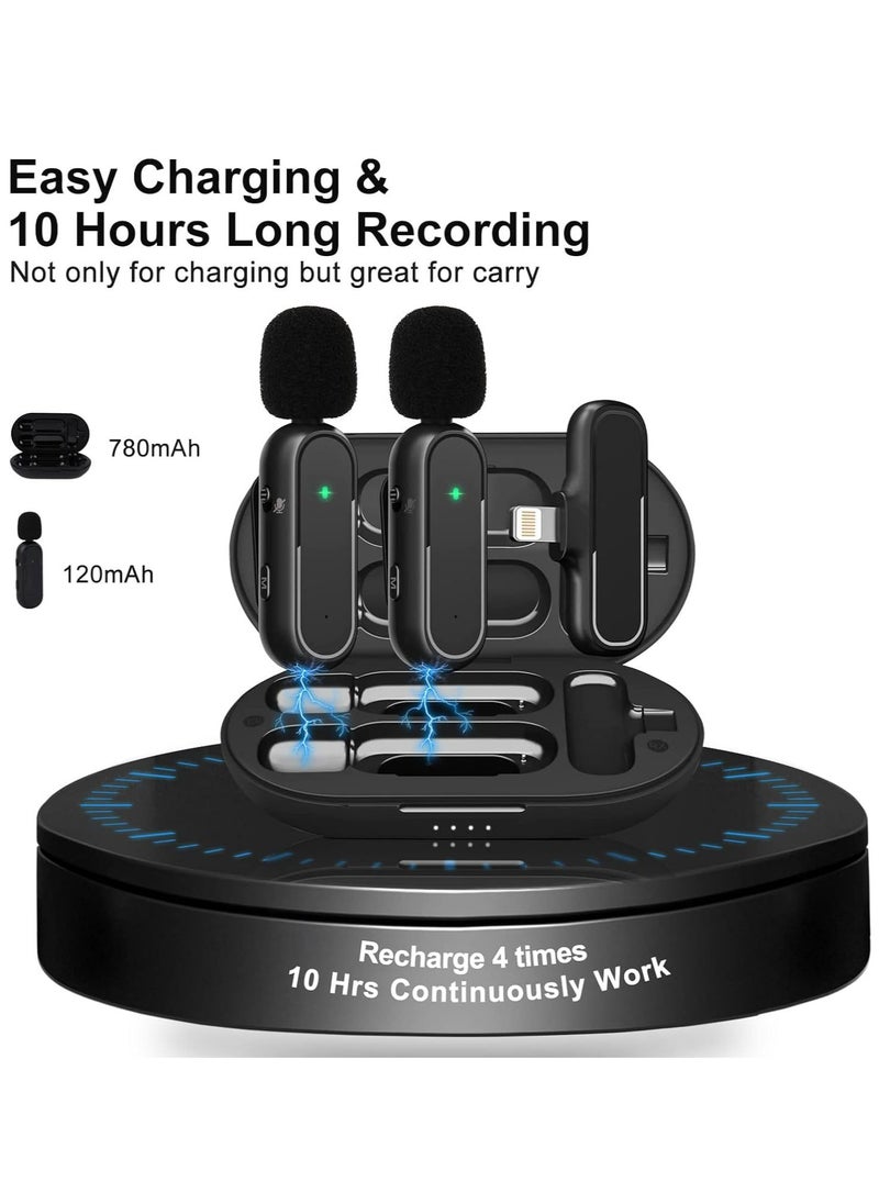 Generic - Wireless Lavalier Microphone for iPhone iPad, Plug and Play Mini Mic with Charging Bin Earbud for YouTube TikTok Live Streaming Gaming (2 Lightning Mics) - Image 1