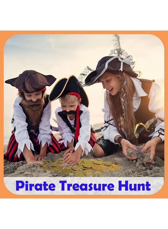 AiFanS Gold Coins Plastic,320 Pcs Fake Gold Coins,Pirate Gold Coins For Kids-Perfect For Pirate Themed Parties And Games(4 Patterns) - Image 3