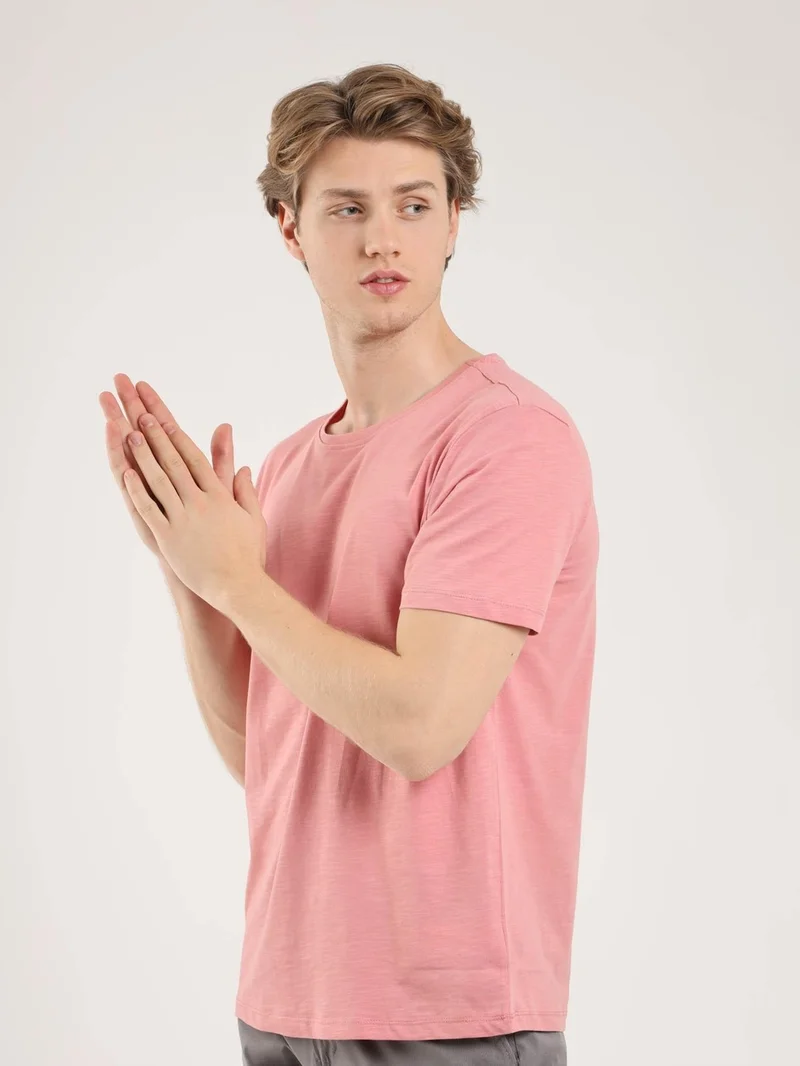 Dufy Rose Dried Men's Slim Fit Crew Neck Tshirt