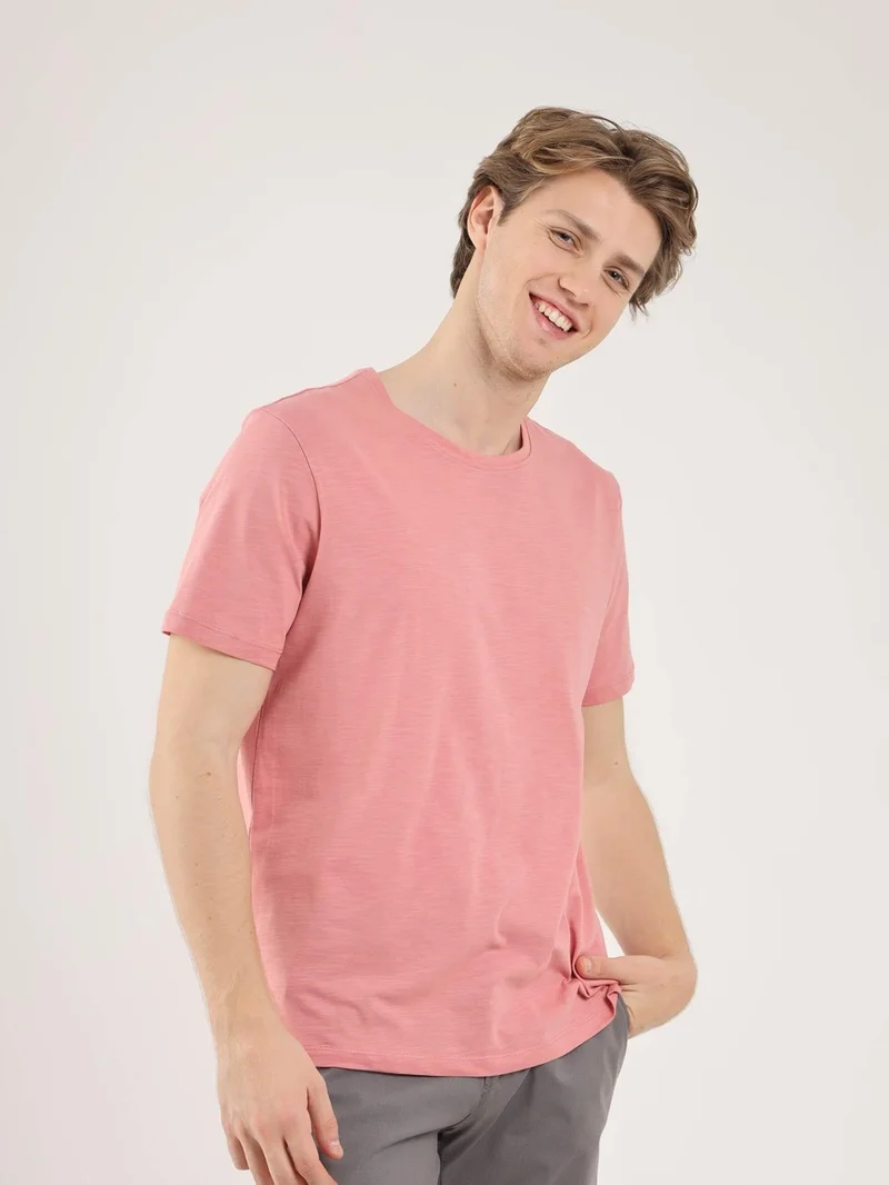 Dufy Rose Dried Men's Slim Fit Crew Neck Tshirt