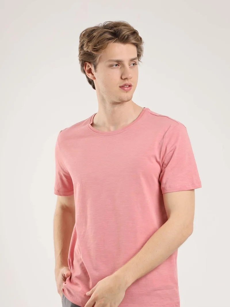 Dufy Rose Dried Men's Slim Fit Crew Neck Tshirt