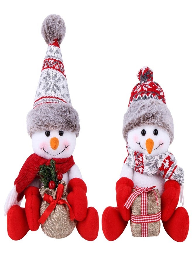 BWFY Christmas Snowman Decorations 2 Pack Indoor for Christmas Ornament Home Decor Snowman Doll for Gift Door Window Table Tree Holiday Xmas Season Decor - Image 1