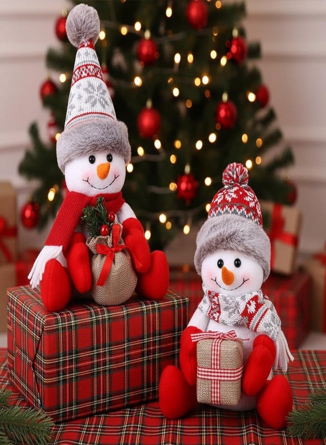 BWFY Christmas Snowman Decorations 2 Pack Indoor for Christmas Ornament Home Decor Snowman Doll for Gift Door Window Table Tree Holiday Xmas Season Decor - Image 2