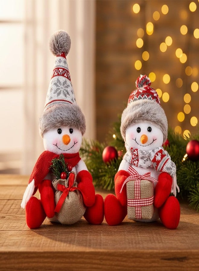 BWFY Christmas Snowman Decorations 2 Pack Indoor for Christmas Ornament Home Decor Snowman Doll for Gift Door Window Table Tree Holiday Xmas Season Decor - Image 5