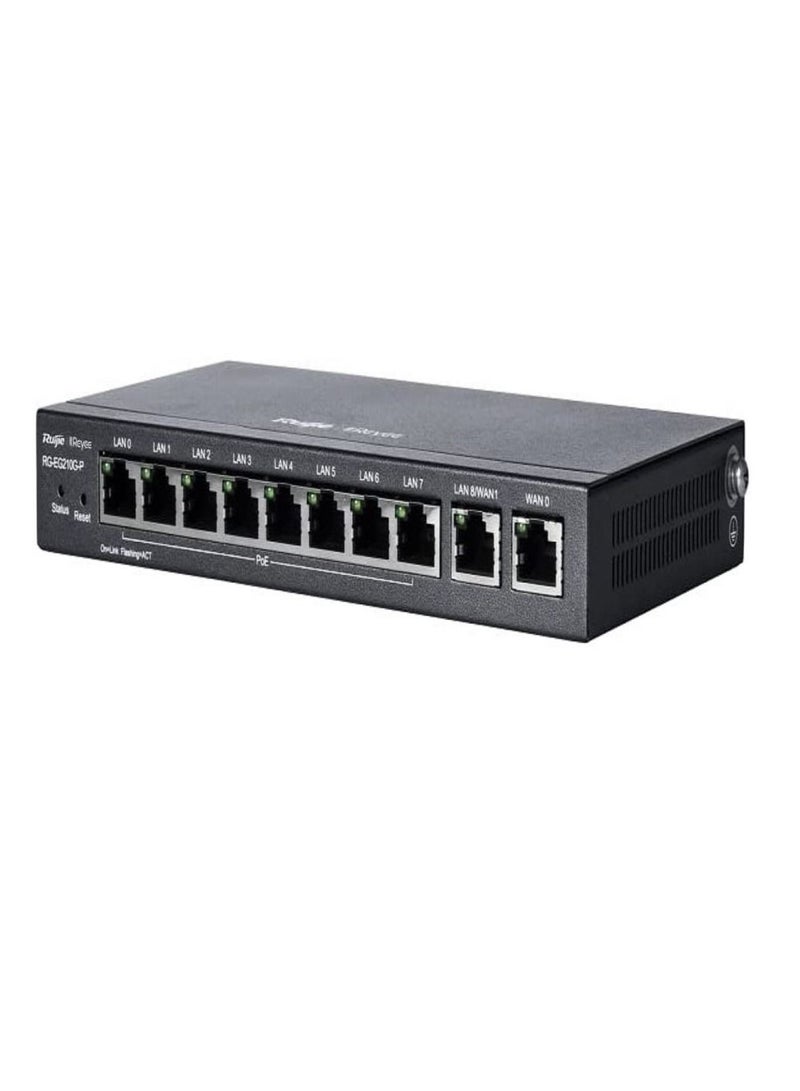 Ruijie Reyee 10 Gigabit Ports, Cloud Managed PoE Router, 8 PoE + Out, 200 Users, 600Mbps, RG-EG210G-P - Image 4