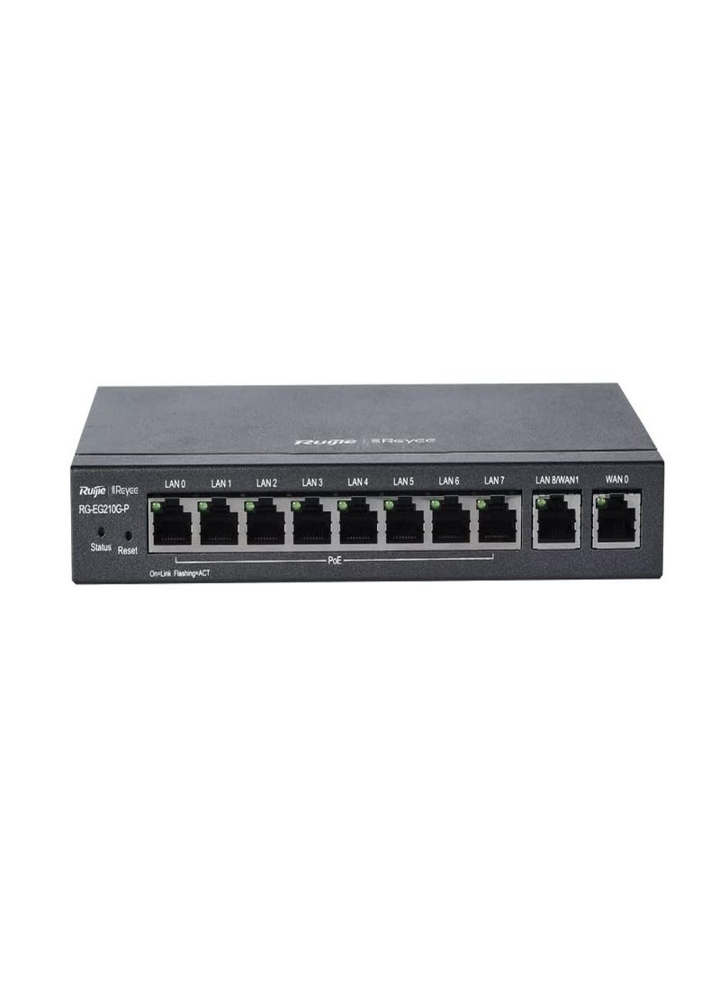 Ruijie Reyee 10 Gigabit Ports, Cloud Managed PoE Router, 8 PoE + Out, 200 Users, 600Mbps, RG-EG210G-P - Image 2