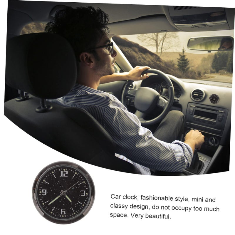 Luminous Green Stick On Car Clock Analog Dashboard Auto Home Office Compact - Image 4