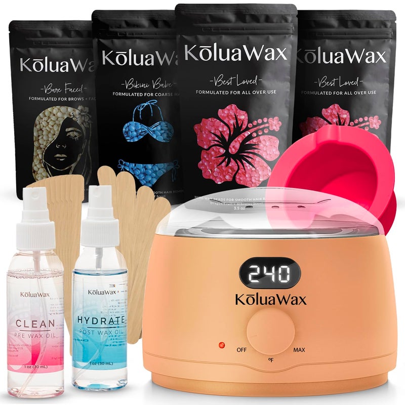 KoluaWax Premium Waxing Kit for Women - Beginner Friendly - Complete Wax Kit that includes 14oz of Wax Beads, Applicator, Pre and Post Care, Suitable for Sensitive Skin (Peach Fuzz) - Image 1
