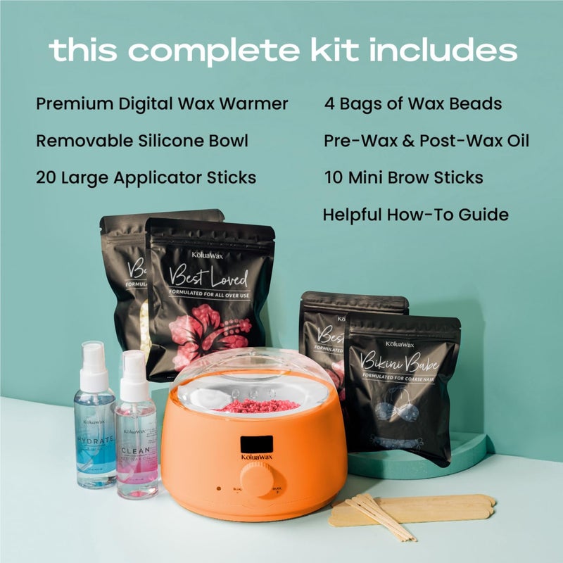 KoluaWax Premium Waxing Kit for Women - Beginner Friendly - Complete Wax Kit that includes 14oz of Wax Beads, Applicator, Pre and Post Care, Suitable for Sensitive Skin (Peach Fuzz) - Image 3