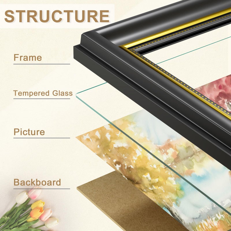 Abtgt Ornate Vintage Style 8.5x11 Picture Frame, Made of Tempered Real Glass for Tabletop or Wall Mount, 8.5 x 11 Frame for Home Decor, Black - Image 4