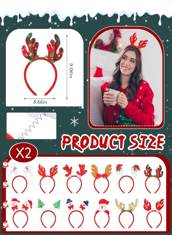 Yilloog 24 Pcs Christmas Headbands Glitter Eyeglasses Headpieces Set for Adults Xmas New Year Holiday Party Favors - Image 3