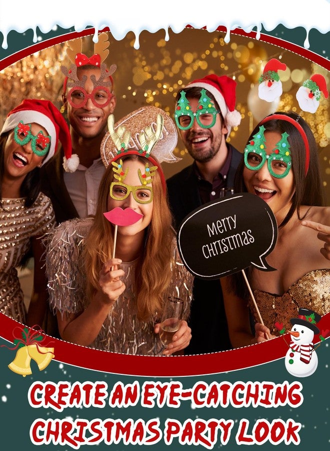 Yilloog 24 Pcs Christmas Headbands Glitter Eyeglasses Headpieces Set for Adults Xmas New Year Holiday Party Favors - Image 2