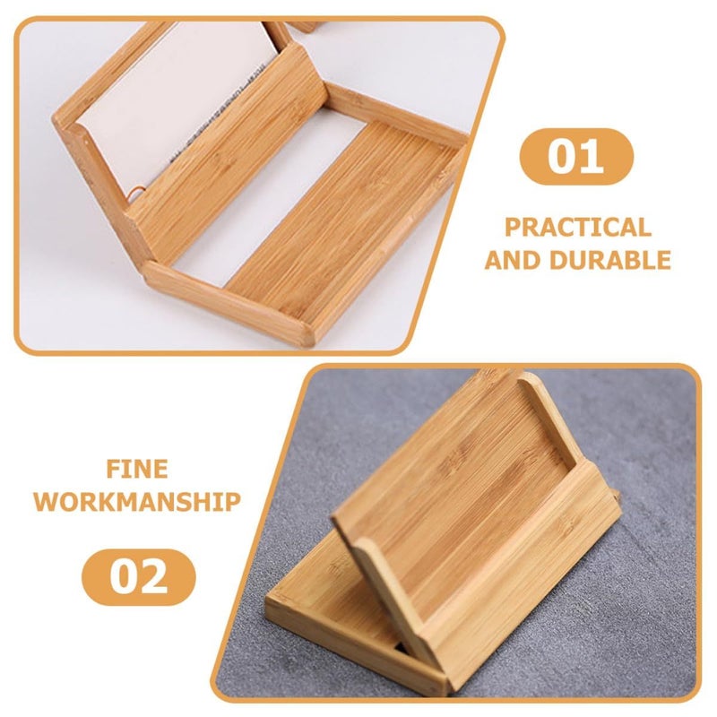 Wooden Business Card Holder for Desk with Rounded Corners Office Card Container Box - Image 4