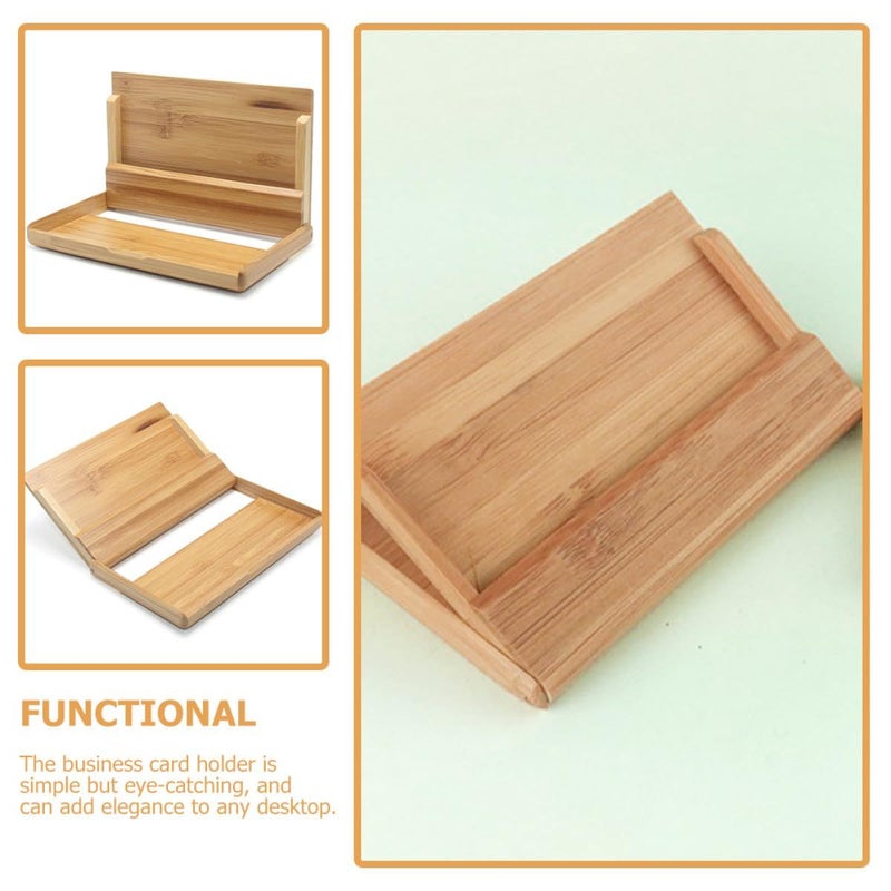 Wooden Business Card Holder for Desk with Rounded Corners Office Card Container Box - Image 5