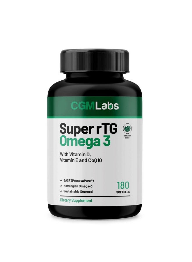 CGMLABS rTG Omega 3 Norwegian Fish Oil with CoQ10 Dietary Supplement- Heart Health & Antioxidant Support with Vitamins D & E - 2000 mg Sustainably Sourced - Super rTG Omega 3, 180 Softgels by CGM Labs  - Image 1