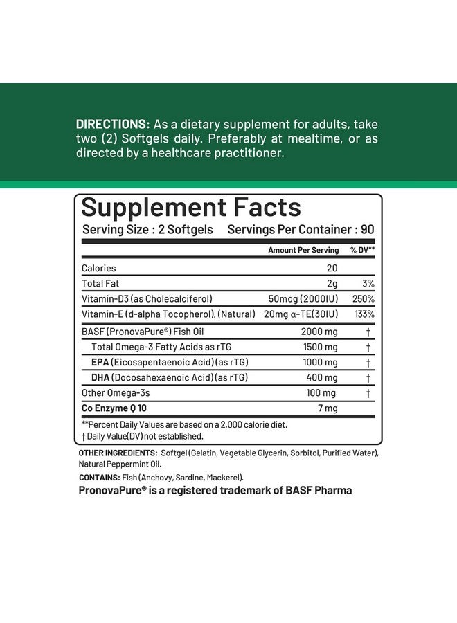 CGMLABS rTG Omega 3 Norwegian Fish Oil with CoQ10 Dietary Supplement- Heart Health & Antioxidant Support with Vitamins D & E - 2000 mg Sustainably Sourced - Super rTG Omega 3, 180 Softgels by CGM Labs  - Image 5