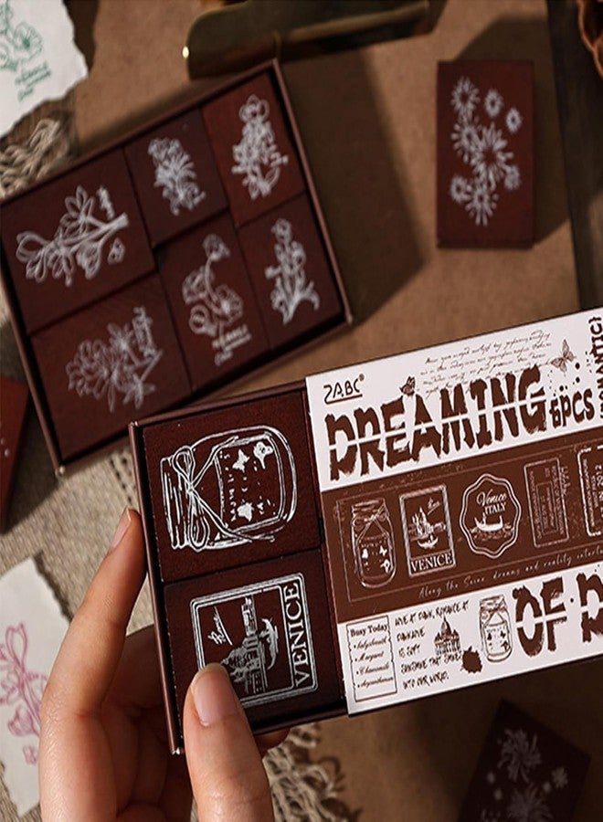 SAMVARDHAN Vintage Rubber Stamp Set - 6 Pcs Retro Wooden Stamps with Postal Labels & Typography for Journaling, Scrapbooking, DIY Crafts, Card Making, Bullet Journal Decoration (Gorgeous Language) - Image 5