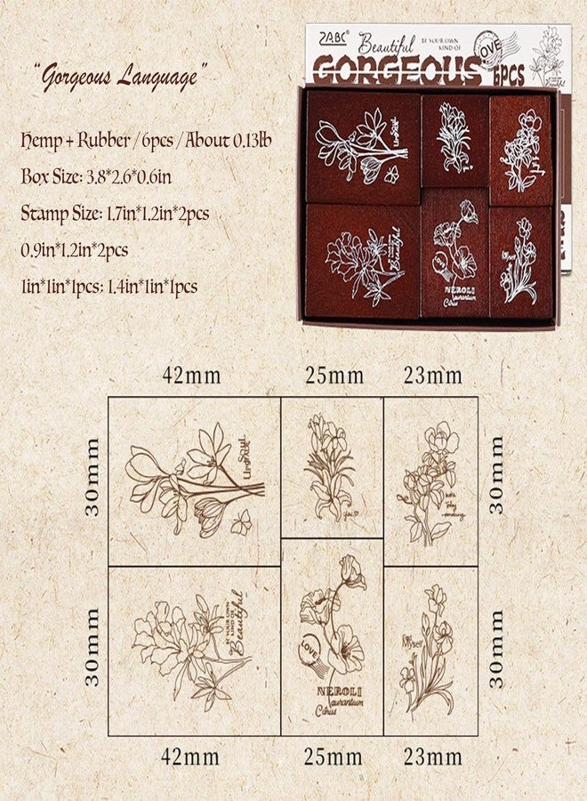 SAMVARDHAN Vintage Rubber Stamp Set - 6 Pcs Retro Wooden Stamps with Postal Labels & Typography for Journaling, Scrapbooking, DIY Crafts, Card Making, Bullet Journal Decoration (Gorgeous Language) - Image 2