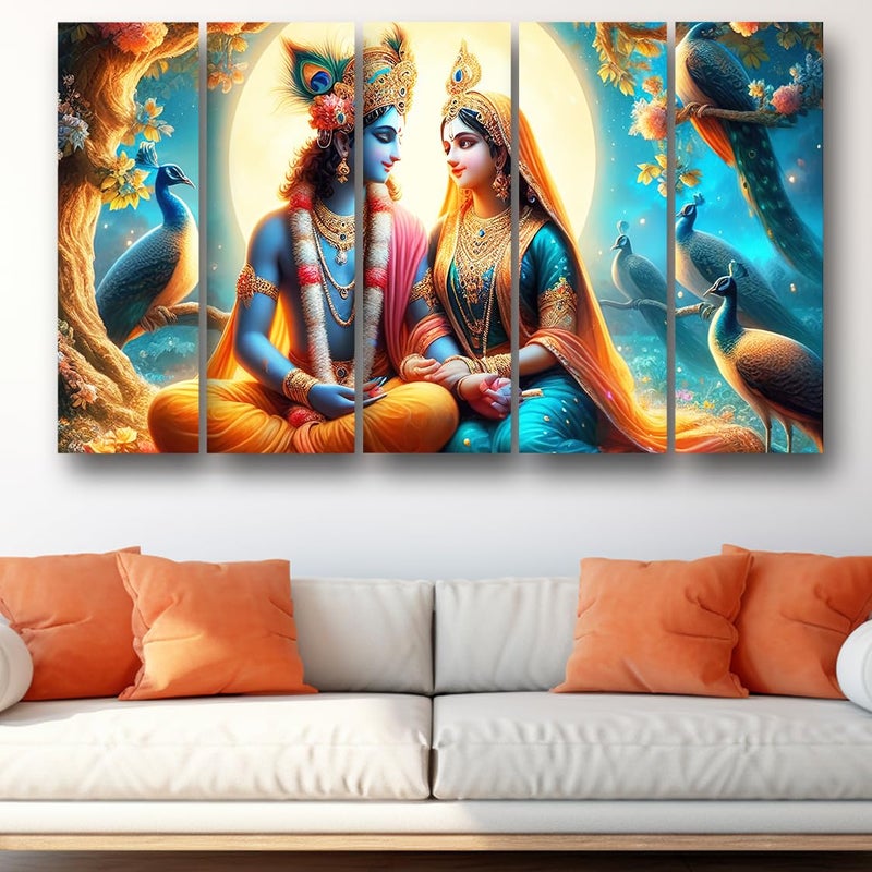 Casperme Radha Krishna Wall Painting Framed Big Size For Living Room Home office Wall Decor 48 x 30 inches set of 5 Radha Krishna 2 - Image 1