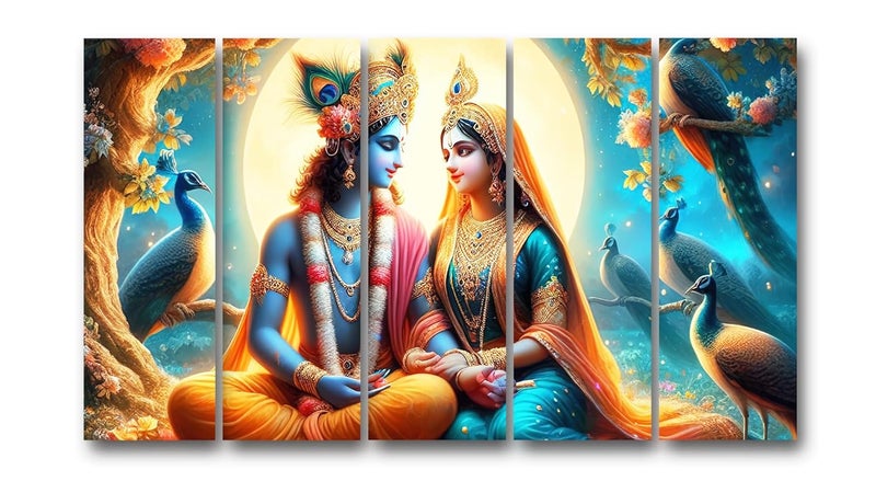 Casperme Radha Krishna Wall Painting Framed Big Size For Living Room Home office Wall Decor 48 x 30 inches set of 5 Radha Krishna 2 - Image 2