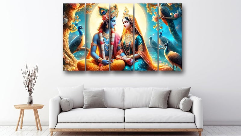 Casperme Radha Krishna Wall Painting Framed Big Size For Living Room Home office Wall Decor 48 x 30 inches set of 5 Radha Krishna 2 - Image 3