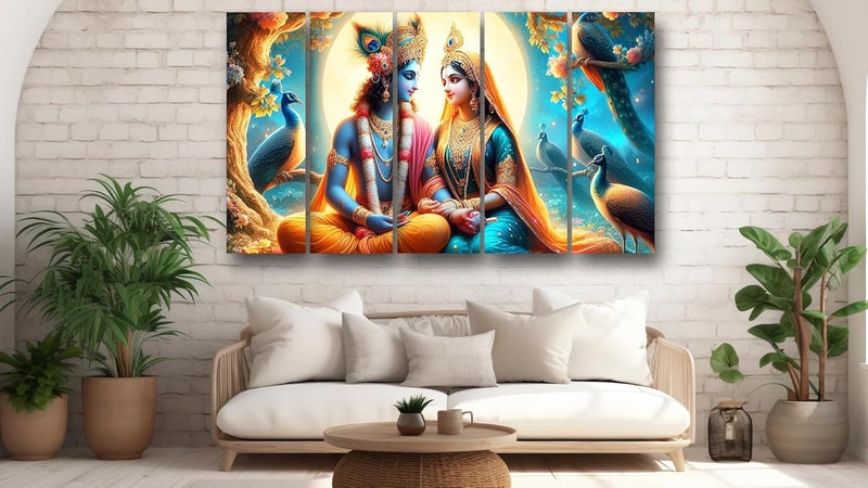 Casperme Radha Krishna Wall Painting Framed Big Size For Living Room Home office Wall Decor 48 x 30 inches set of 5 Radha Krishna 2 - Image 5