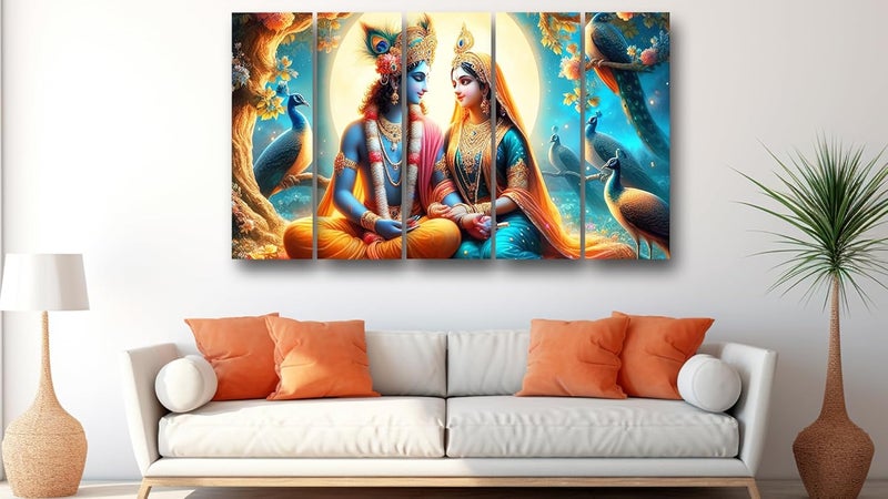 Casperme Radha Krishna Wall Painting Framed Big Size For Living Room Home office Wall Decor 48 x 30 inches set of 5 Radha Krishna 2 - Image 4