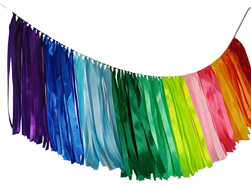 Kingsnow Pastel Rainbow Ribbon Garland 40 inches for Baby Shower, Birthday Party Decoration,Nursery, Rainbow Banner,Photography Prop Banner Backdrop Decor - Image 2