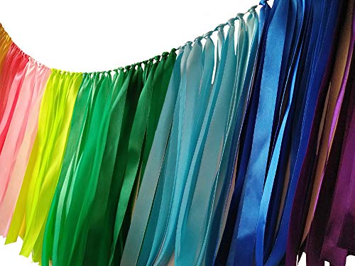 Kingsnow Pastel Rainbow Ribbon Garland 40 inches for Baby Shower, Birthday Party Decoration,Nursery, Rainbow Banner,Photography Prop Banner Backdrop Decor - Image 3