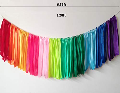 Kingsnow Pastel Rainbow Ribbon Garland 40 inches for Baby Shower, Birthday Party Decoration,Nursery, Rainbow Banner,Photography Prop Banner Backdrop Decor - Image 5