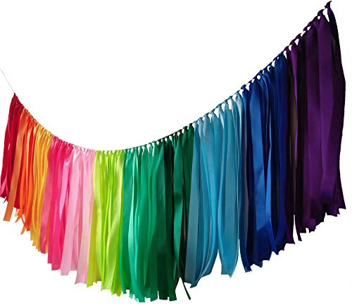 Kingsnow Pastel Rainbow Ribbon Garland 40 inches for Baby Shower, Birthday Party Decoration,Nursery, Rainbow Banner,Photography Prop Banner Backdrop Decor - Image 1
