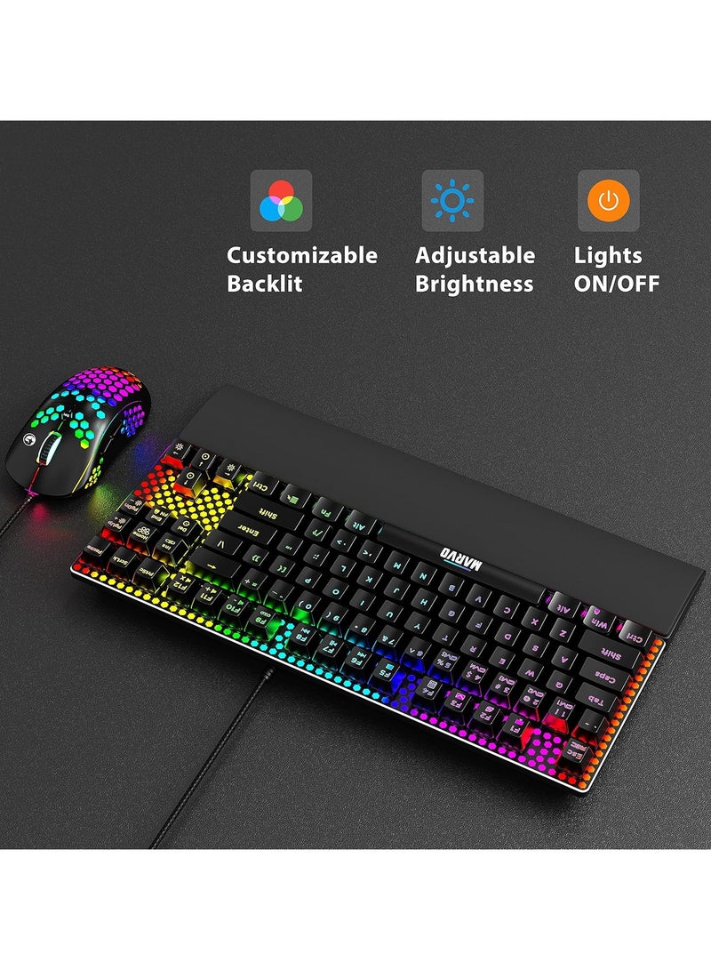 MARVO CM373 Honeycomb Gaming Mechanical Keyboard (Red Switch) and RGB Mouse Combo, Wired Gaming Keyboard with Detachable Wrist Rest, 87 NKRO Keys, 6400 DPI... - Image 5