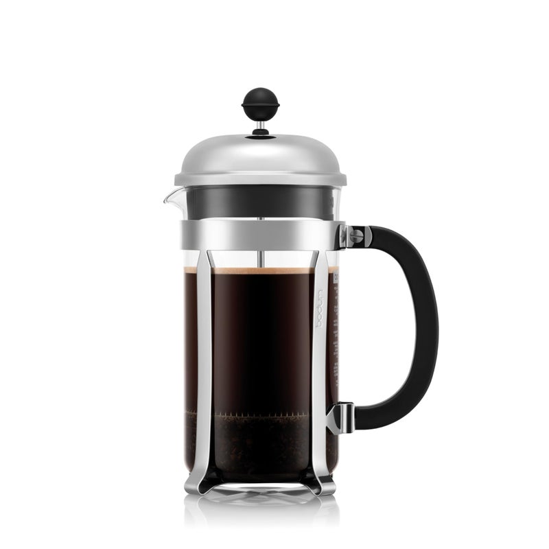 Bodum 34oz Chambord French Press Coffee Maker HighHeat Borosilicate Glass Polished Stainless Steel Made in Portugal