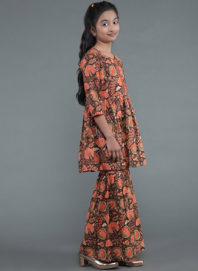 أيه كيه إس طقم كورتا - مطبوع بالزهور للبنات - Image 5